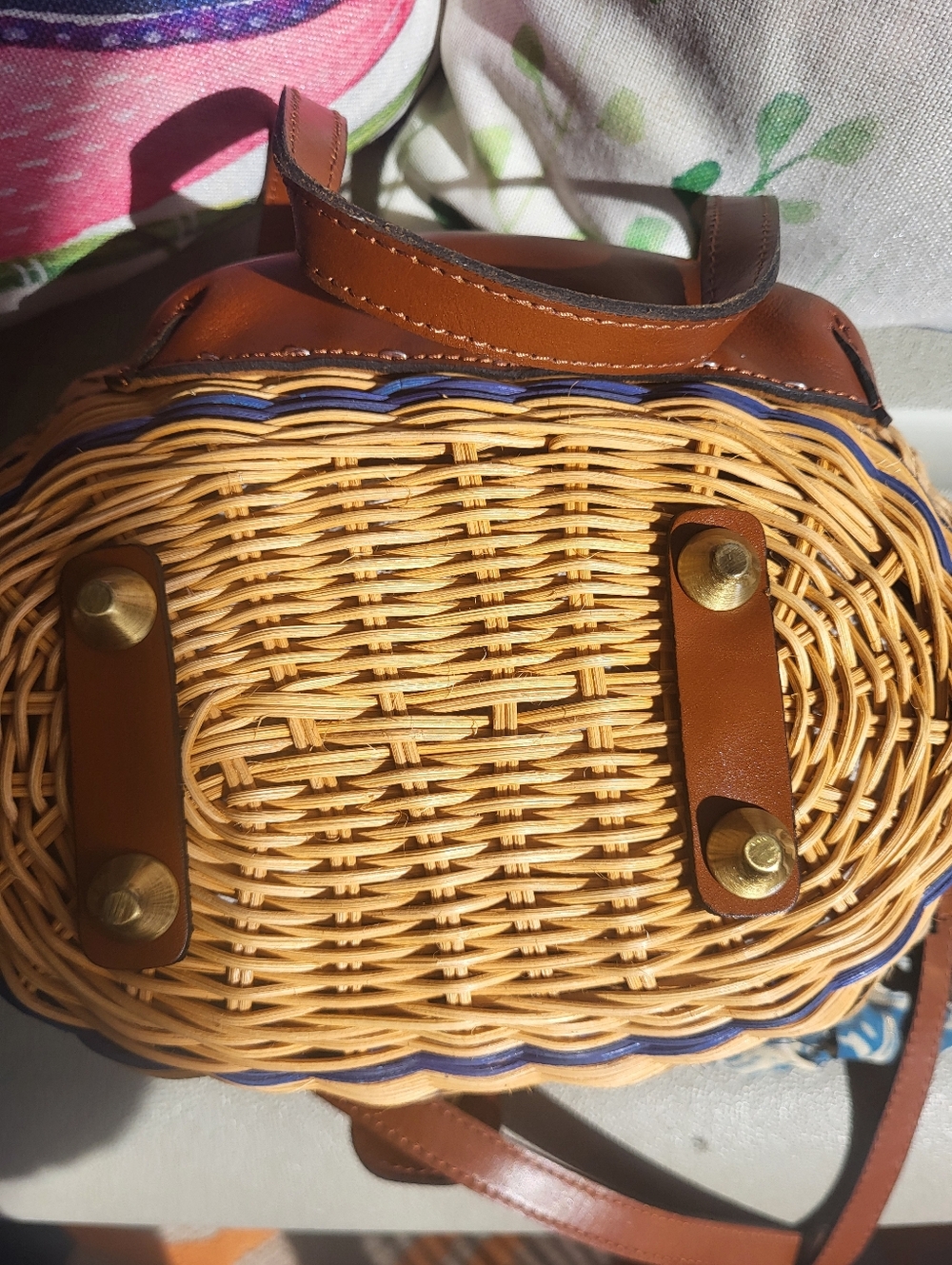 Patricia Nash Woven Straw Bag with Brown Leather Trim - Picture 6 of 6